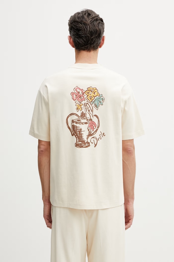 Îmbrăcăminte Drôle de Monsieur Vase Havana tricou bărbătesc din bumbac K.TS308.CO002.SD bej