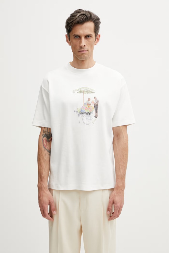 Drôle de Monsieur kratka majica moška bombažna Fleuriste bela K.TS310.CO002.OW