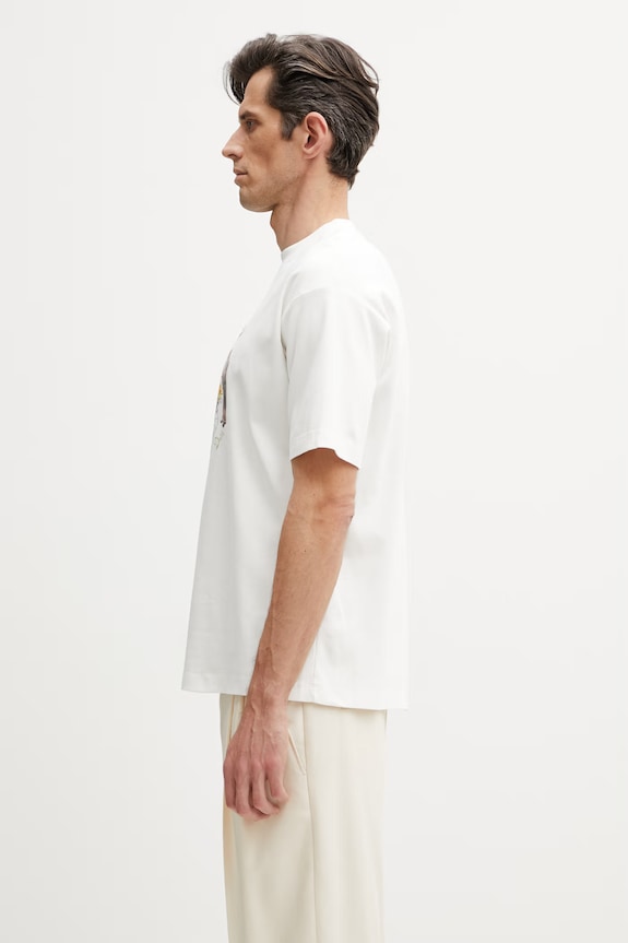 Drôle de Monsieur Fleuriste tricou de bumbac pentru bărbați K.TS310.CO002.OW alb SS26