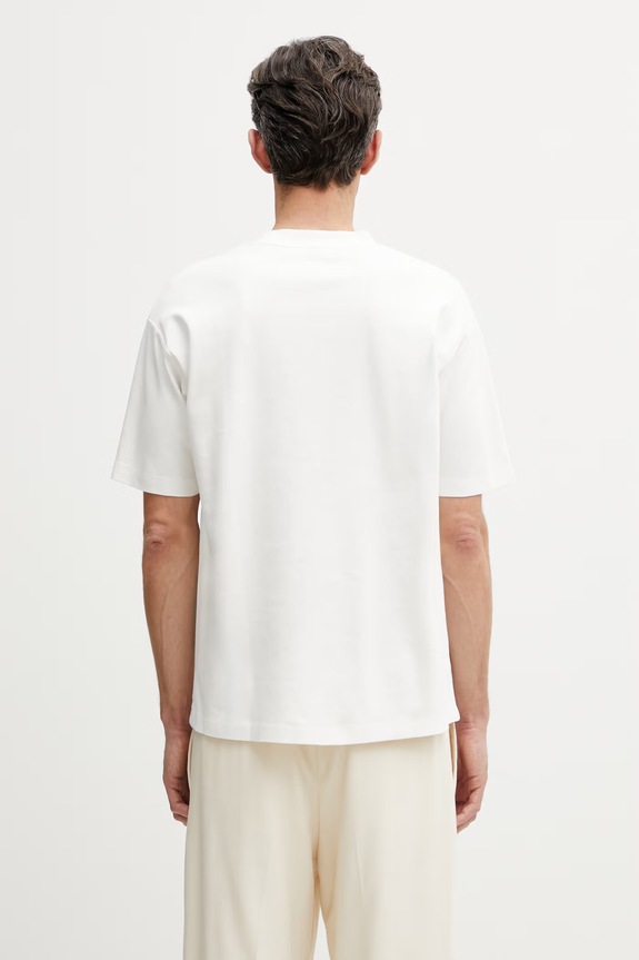 Ρούχα Drôle de Monsieur t-shirt ανδρικό βαμβακερό Fleuriste K.TS310.CO002.OW λευκό