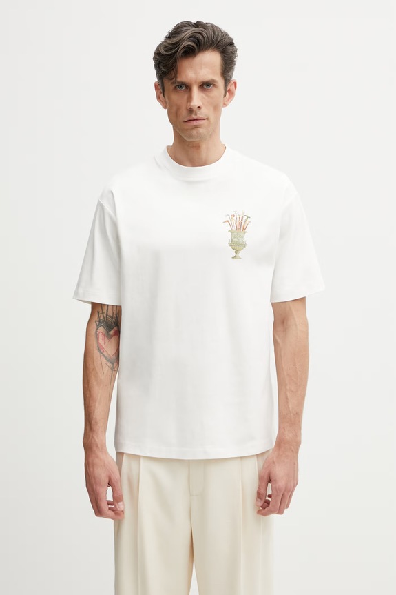 Drôle de Monsieur Cannes tricou bărbătesc din bumbac bej K.TS313.CO002.OW