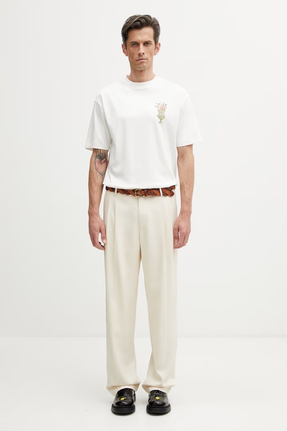 Drôle de Monsieur Cannes tricou bărbătesc din bumbac K.TS313.CO002.OW bej
