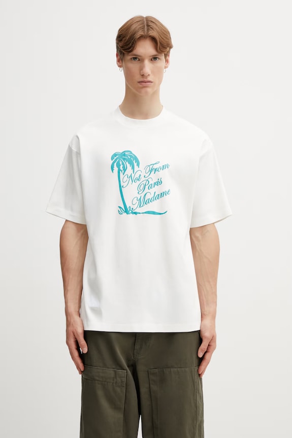 Drôle de Monsieur T-shirt Ανδρικό Βαμβακερό Slogan Palmiers λευκό K.TS297.CO002.OW