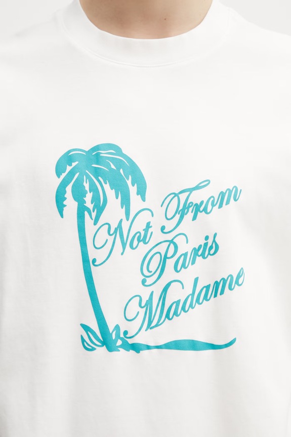 Drôle de Monsieur kratka moška bombažna majica Slogan Palmiers bela K.TS297.CO002.OW