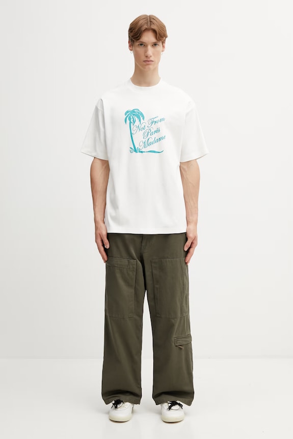 Drôle de Monsieur T-shirt Ανδρικό Βαμβακερό Slogan Palmiers K.TS297.CO002.OW λευκό