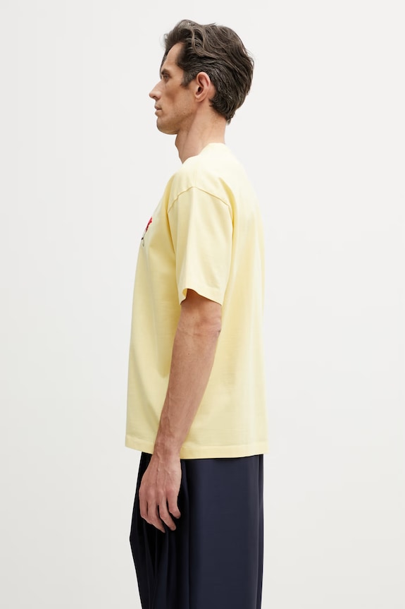 Drôle de Monsieur D Hibiscus Broddée t-shirt in cotone da uomo K.TS316.CO248.LYL giallo SS26