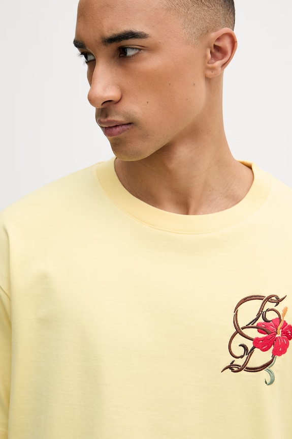 Drôle de Monsieur tričko pánské bavlněné D Hibiscus Broddée žlutá K.TS316.CO248.LYL