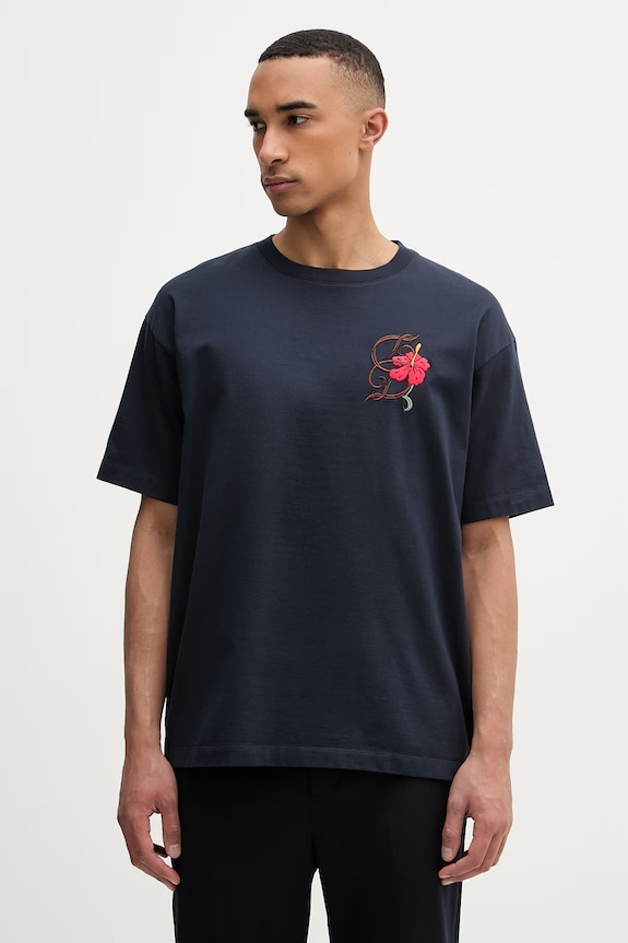 Drôle de Monsieur majica za muškarce od pamuka D Hibiscus Broddée mornarsko plava K.TS316.CO248.NY