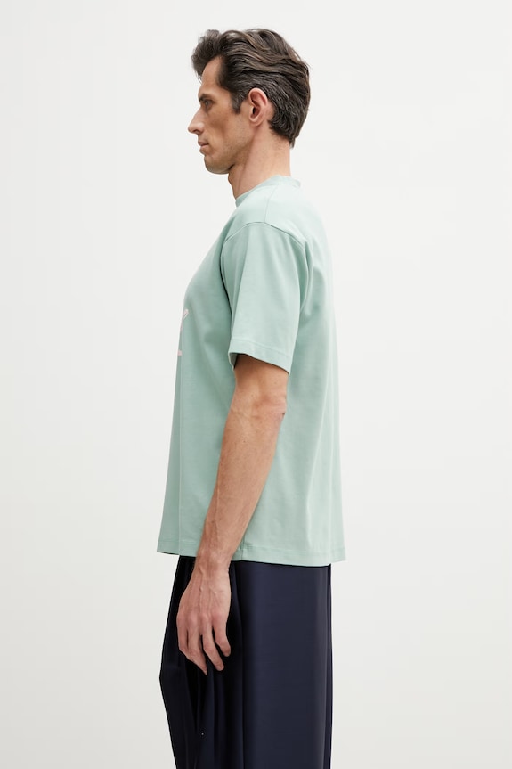 Drôle de Monsieur Slogan Palmiers tricou bărbătesc din bumbac K.TS297.CO002.WG turcoaz SS26