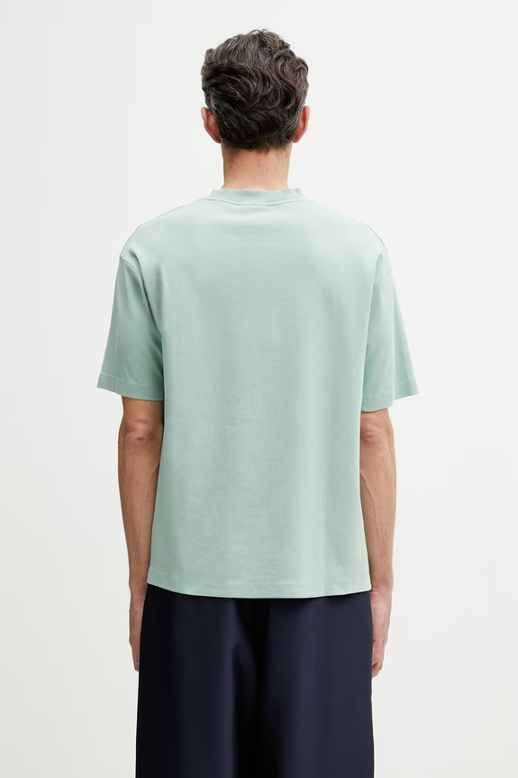 Îmbrăcăminte Drôle de Monsieur Slogan Palmiers tricou bărbătesc din bumbac K.TS297.CO002.WG turcoaz