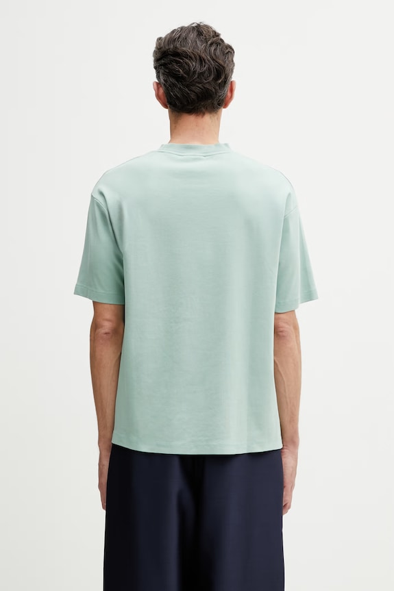 Îmbrăcăminte Drôle de Monsieur Slogan Palmiers tricou bărbătesc din bumbac K.TS297.CO002.WG turcoaz