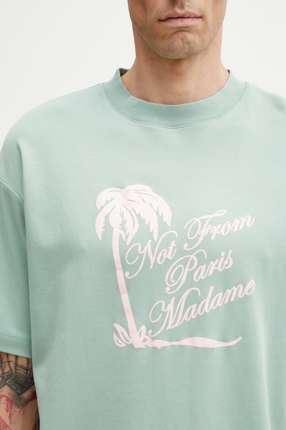 Drôle de Monsieur Slogan Palmiers tricou bărbătesc din bumbac turcoaz K.TS297.CO002.WG