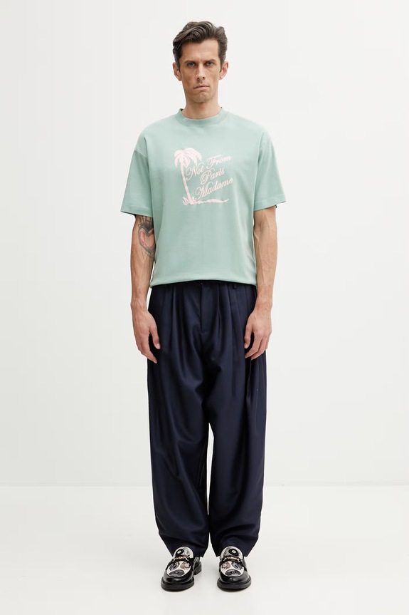 Drôle de Monsieur Slogan Palmiers tricou bărbătesc din bumbac K.TS297.CO002.WG turcoaz