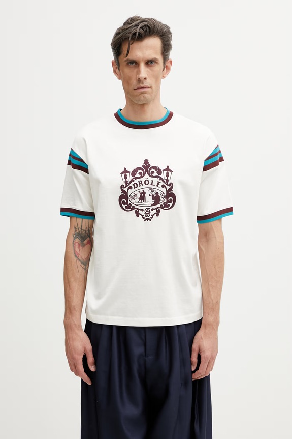 Drôle de Monsieur Danseurs футболка из хлопка для мужчин бежевый K.TS293.CO248.OW