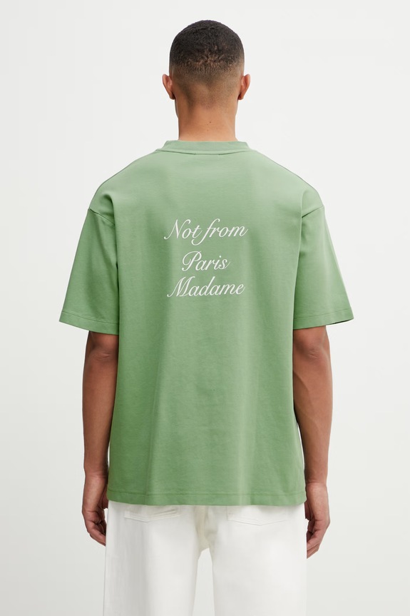 Oblečení Drôle de Monsieur Le T-Shirt Slogan Calligraphy tričko bavlněné pánské K.TS209.CO002.LGN zelená