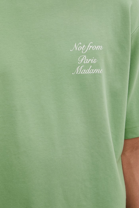 Drôle de Monsieur Le T-Shirt Slogan Calligraphy tričko bavlněné pánské zelená K.TS209.CO002.LGN