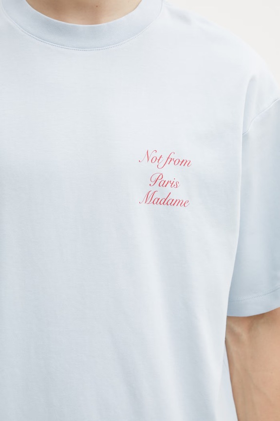 Drôle de Monsieur kratka majica moška bombažna Le T-Shirt Slogan Calligraphy modra K.TS209.CO002.LBE