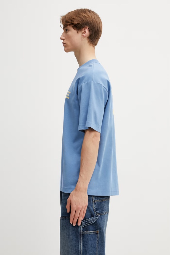 Drôle de Monsieur Le T-shirt Slogan t-shirt in cotone da uomo K.TS203.CO002.ATBL blu SS26