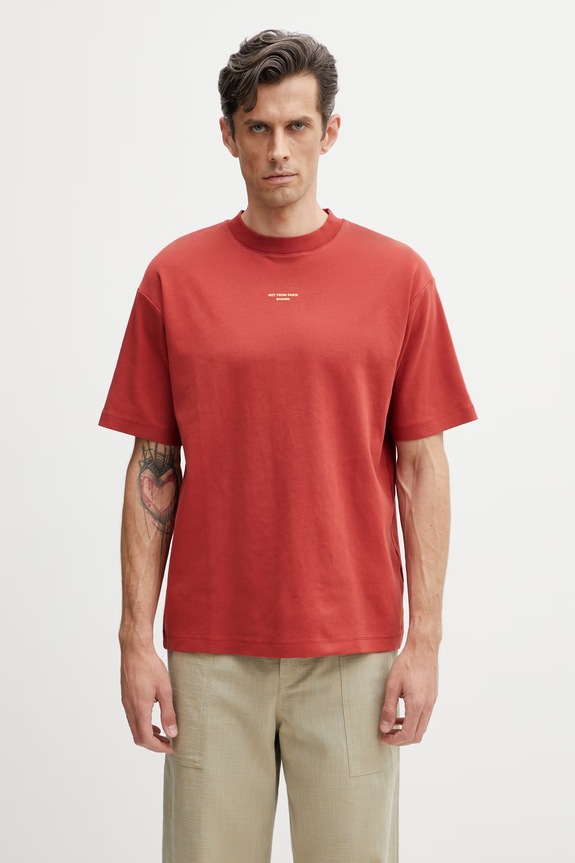 Drôle de Monsieur Le T-shirt Slogan Classique tričko bavlněné pánské červená K.TS202.CO002.DRD