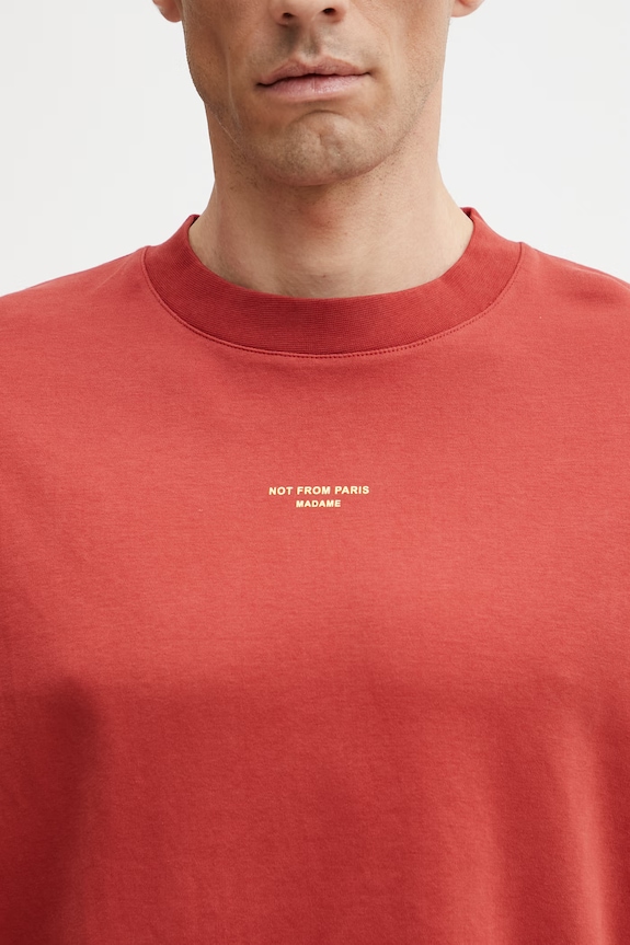 Drôle de Monsieur Le T-shirt Slogan Classique tričko bavlněné pánské červená K.TS202.CO002.DRD
