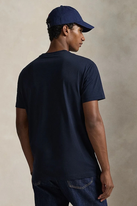 Βαμβακερό μπλουζάκι Polo Ralph Lauren 710981370 σκούρο μπλε SS26