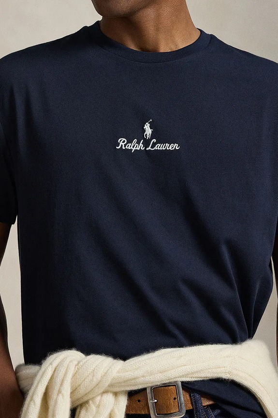 Βαμβακερό μπλουζάκι Polo Ralph Lauren σκούρο μπλε 710981370
