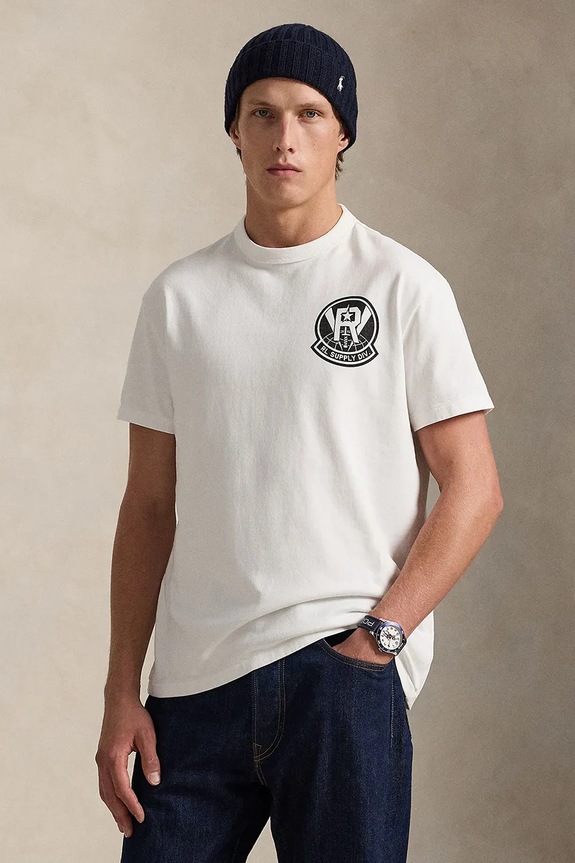 Bavlnené tričko Polo Ralph Lauren relaxed biela 710P04868