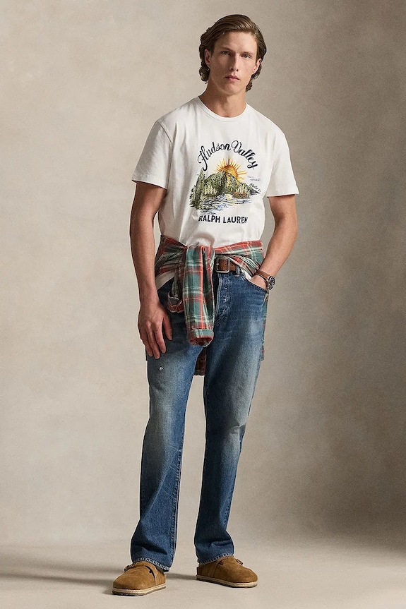 Odzież Polo Ralph Lauren t-shirt bawełniany 710P04881 beżowy