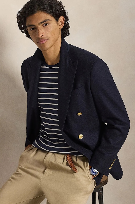 Bavlněné tričko Polo Ralph Lauren 710P07313 námořnická modř