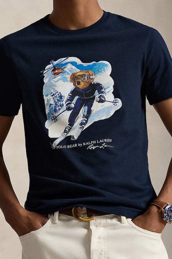 Bavlněné tričko Polo Ralph Lauren námořnická modř 710P07343