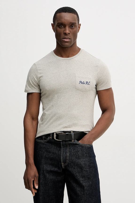 Bavlnené tričko Polo Ralph Lauren slim sivá 710P07348
