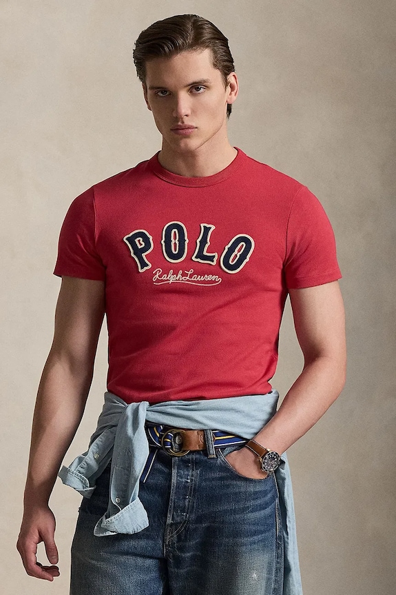Polo Ralph Lauren tricou din bumbac imprimeu roz 710P07349
