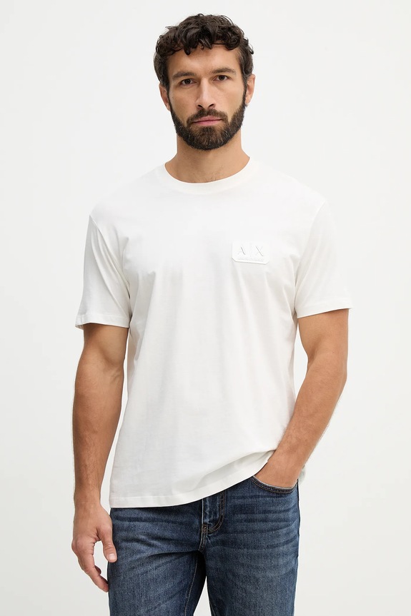 Armani Exchange t-shirt bawełniany regular beżowy XM002178.AF12308