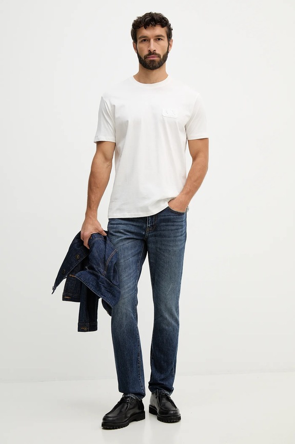 Armani Exchange t-shirt bawełniany XM002178.AF12308 beżowy SS26