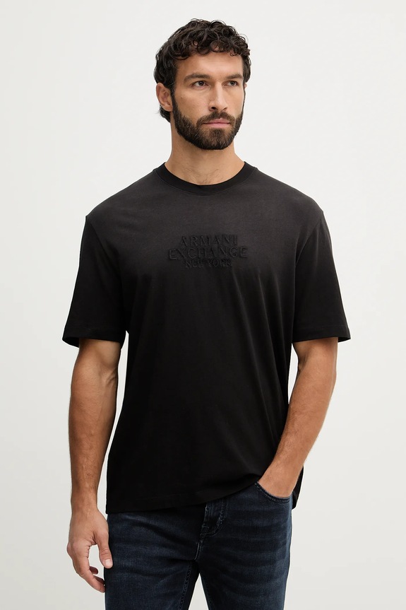 Armani Exchange tricou din bumbac uni negru XM001786.AF13357