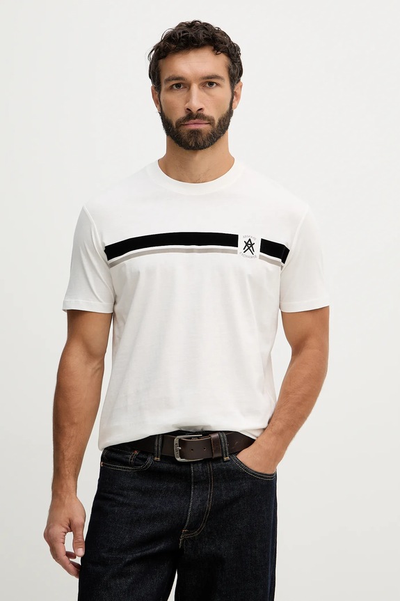 Bavlnené tričko Armani Exchange potlač béžová XM001792.AF12308