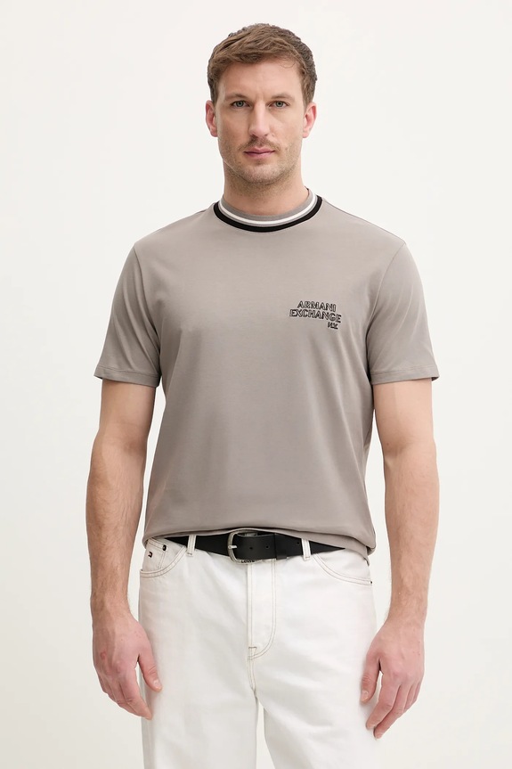 Bavlnené tričko Armani Exchange nášivka béžová XM001795.AF10361
