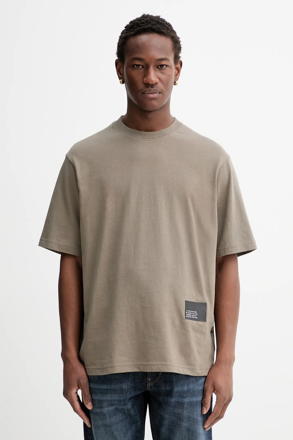 G-Star t-shirt bawełniany Badge boxy nadruk zielony D26855.C336