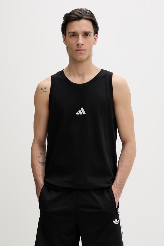 Bavlnené tričko adidas jednofarebný čierna JE8986