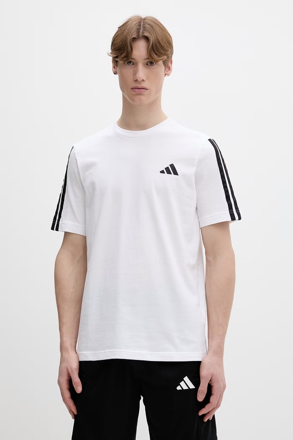 Bavlněné tričko adidas nášivka bílá JV6784