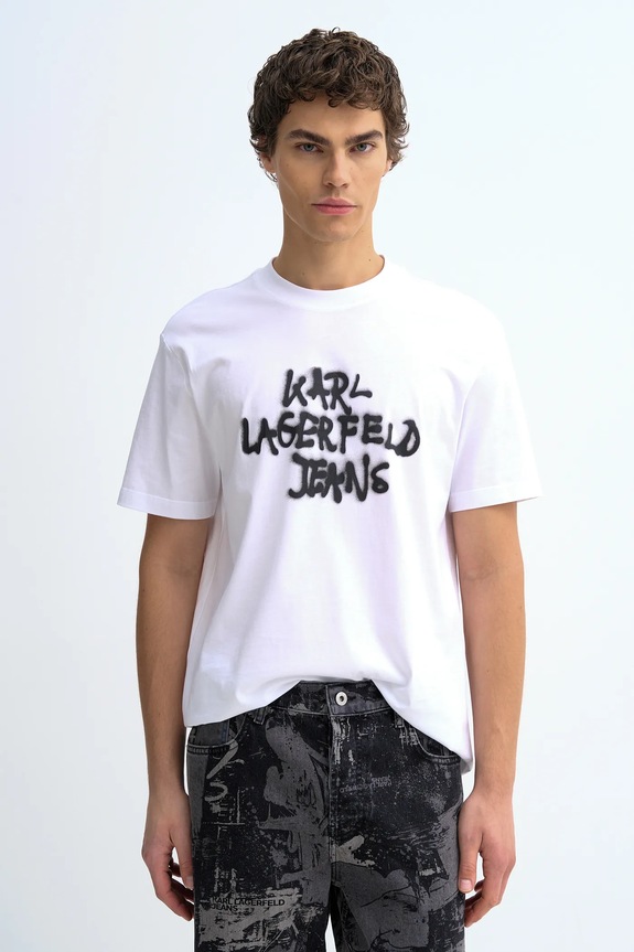 Karl Lagerfeld Jeans t-shirt bawełniany nadruk biały B1M17065