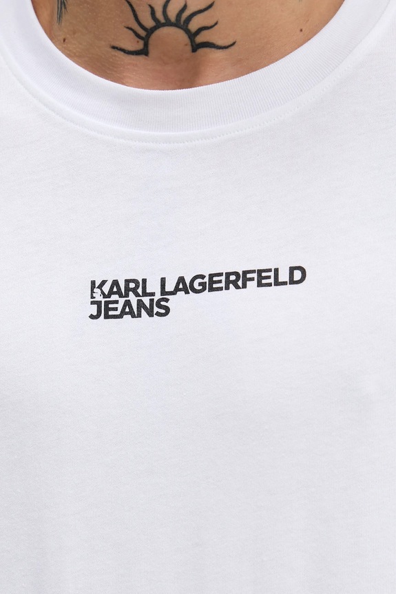 Βαμβακερό μπλουζάκι Karl Lagerfeld Jeans B1M17067 λευκό