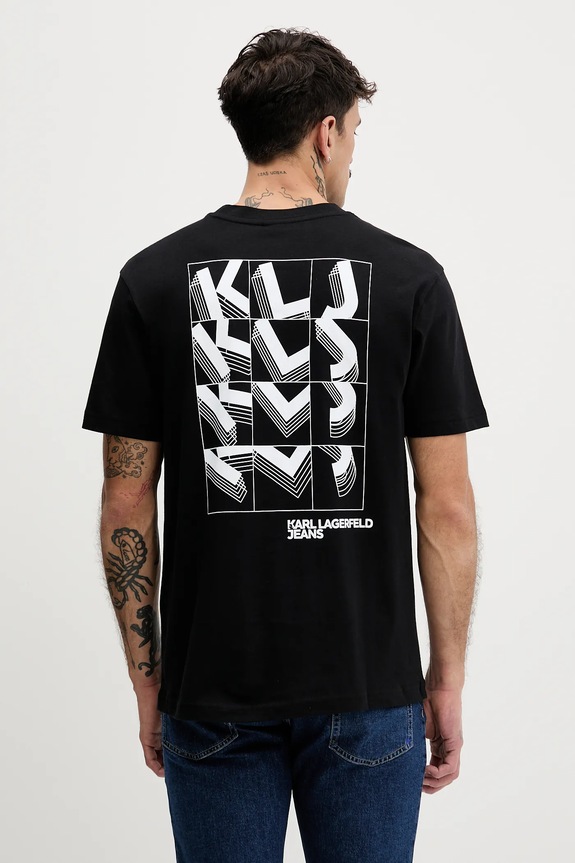 Βαμβακερό μπλουζάκι Karl Lagerfeld Jeans βαμβάκι μαύρο B1M17067