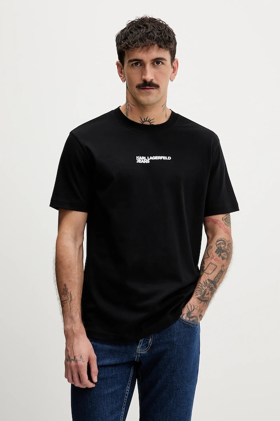 Ρούχα Βαμβακερό μπλουζάκι Karl Lagerfeld Jeans B1M17067 μαύρο