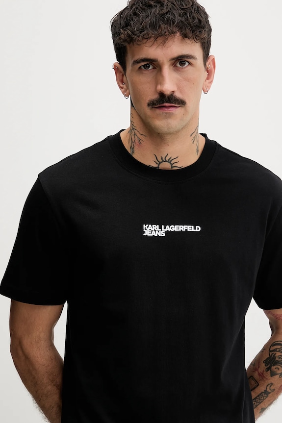 Βαμβακερό μπλουζάκι Karl Lagerfeld Jeans μαύρο B1M17067