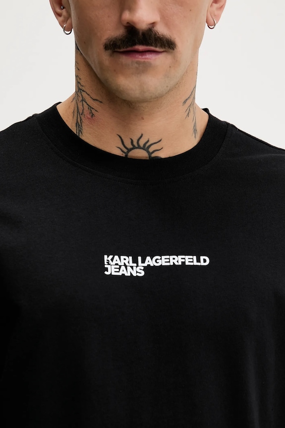Βαμβακερό μπλουζάκι Karl Lagerfeld Jeans B1M17067 μαύρο