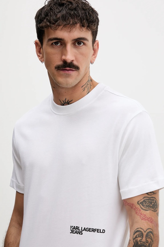 Βαμβακερό μπλουζάκι Karl Lagerfeld Jeans λευκό B1M17069