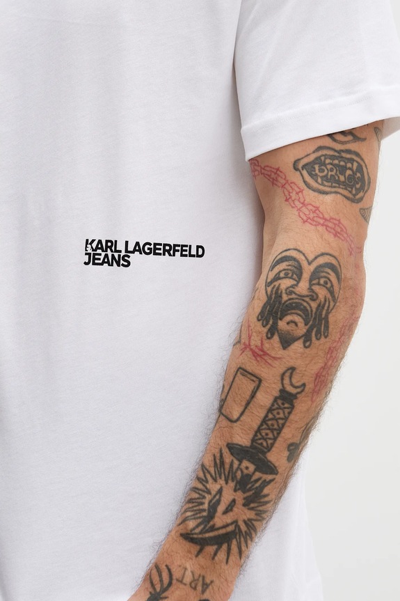 Βαμβακερό μπλουζάκι Karl Lagerfeld Jeans B1M17069 λευκό
