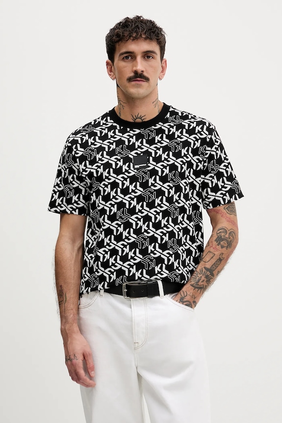 Βαμβακερό μπλουζάκι Karl Lagerfeld Jeans βαμβάκι μαύρο B1M17070