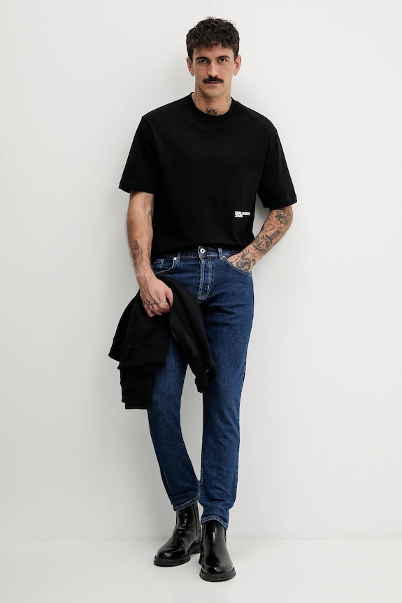 Βαμβακερό μπλουζάκι Karl Lagerfeld Jeans B1M17073 μαύρο SS26